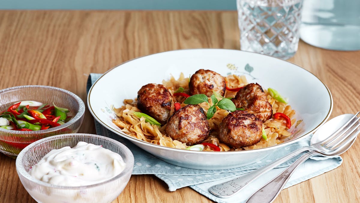 Keto Asian meatballs with Thai basil sauce