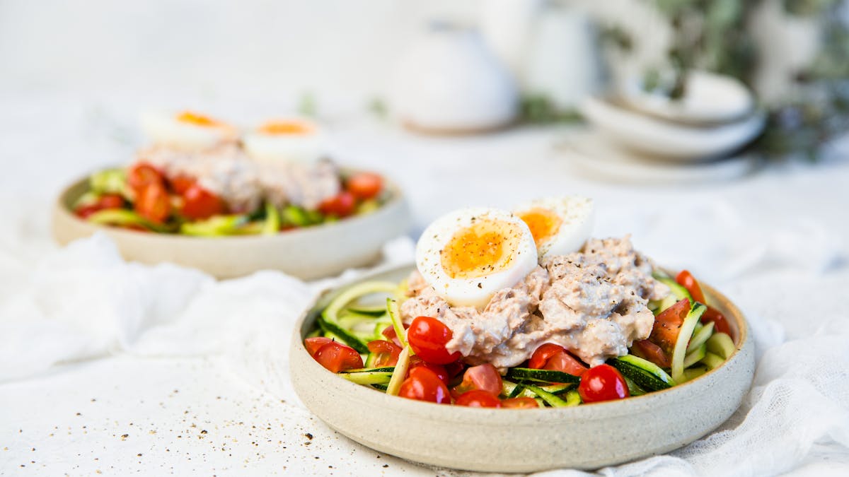 Quick and easy keto tuna zoodle salad