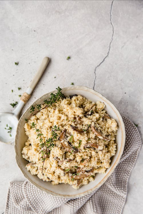 Low carb mushroom cauliflower risotto